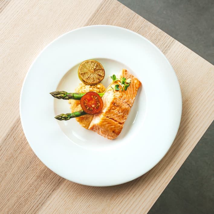 Close-up of a finished il Bistro dish